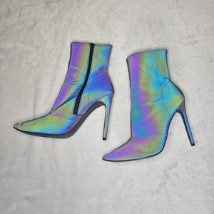 Steve Madden Women's Holographic Wimsy High Heel Closed Toe Boots Size 10